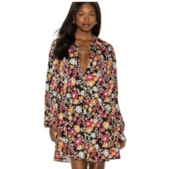 NWT Free People | Daisy Jane Dark Floral Mini Dress Size XS - Picture 1 of 14